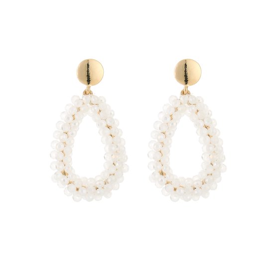 Boucles d'oreilles Crystal Drop - Perles - Perles de Crystal - Cadeau - Vacances - Wit