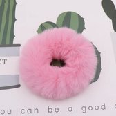 Hiden | Nep Bont Haar Donut - Imitatiebont - Luxe Haar accessoire - Vrouwenmode - Haarstyling | Roze
