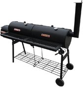 The Living Store Rookoven Nevada - BBQ en rookoven voor grillen - roken en roosteren - Met vuurbox en 2 rookkamers - 173x51x132 cm