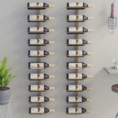 The Living Store Wijnrek - Wandgemonteerd - Goud - 24 x 9 x 120 cm - Maximaal 10 flessen