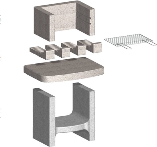 The Living Store Betonnen Tuinbarbecue - Houtskool - 78 x 55 x 94.1 cm - Verstelbare Grillhoogte - Afbeelding 4