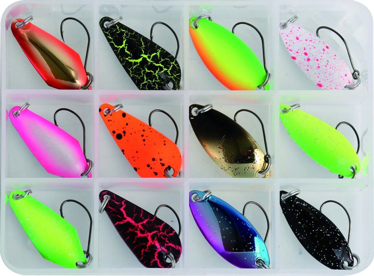 spoon Box Fantasy voordeelverpakking 12 stuks voor het vissen op forel en baars