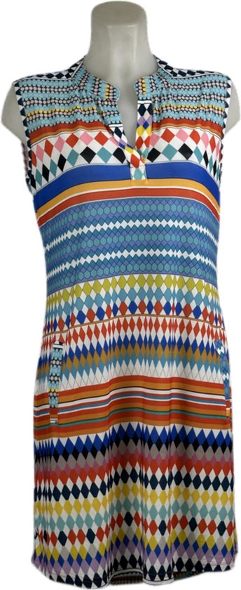 Angelle Milan – Travelkleding voor dames – Mouwloze Multikleur Jurk – Ademend – Kreukherstellend – Duurzame jurk - In 5 maten - Maat XXL