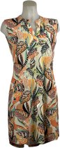 Angelle Milan – Travelkleding voor dames – Mouwloze Oranje Jungle Jurk – Ademend – Kreukherstellend – Duurzame jurk - In 5 maten - Maat XL