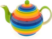 Theepot regenboog gestreept - gekleurde strepen - 1000 ml - Handgeschilderd
