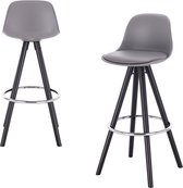 Tabouret de bar haut Messi - Hauteur d'assise 75 cm - Grijs - Set de 1 - Cuisine - Chaises de bar - Avec dossier - Simili cuir - Structure Zwart