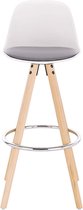 Hoge Barkruk Helve - Zithoogte 75cm - Grijs/wit - Set van 1 - Keuken - Barstoelen - Met rugleuning - Kunstleer - Bruin frame
