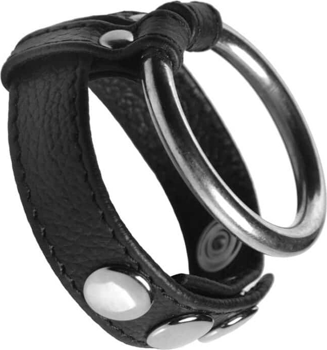 Strict Leather Leren en stalen penis- en balring