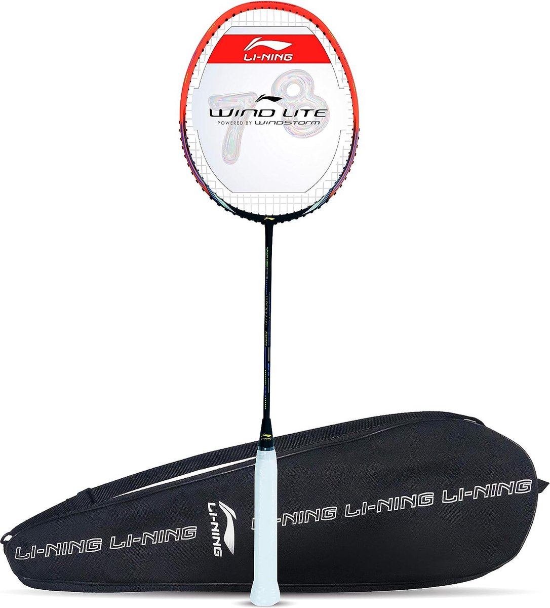 Li-Ning Wind Lite 800 Carbon Fiber Strung Badminton Racket for ‎Unisex, Teenagers ( Black/Orange, Size-‎S1 ) Material-Carbon | with Free Full Cover | Windstorm Rackets | Lightweight