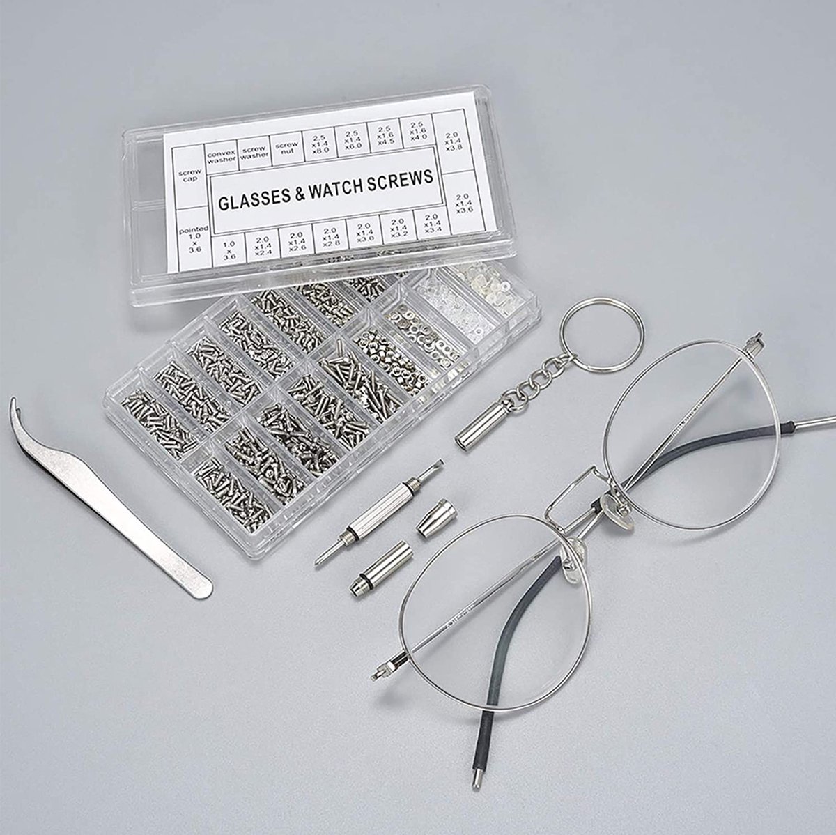 Jumada's - "1000-stuks Roestvrij Staal Micro-Schroevenset + Brilreparatie-set Incl. Tools"