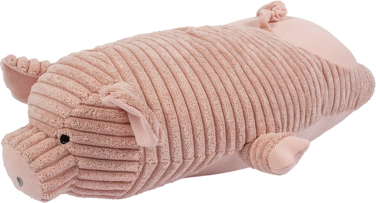 Peluche petit cochon noir et rose 20 cm