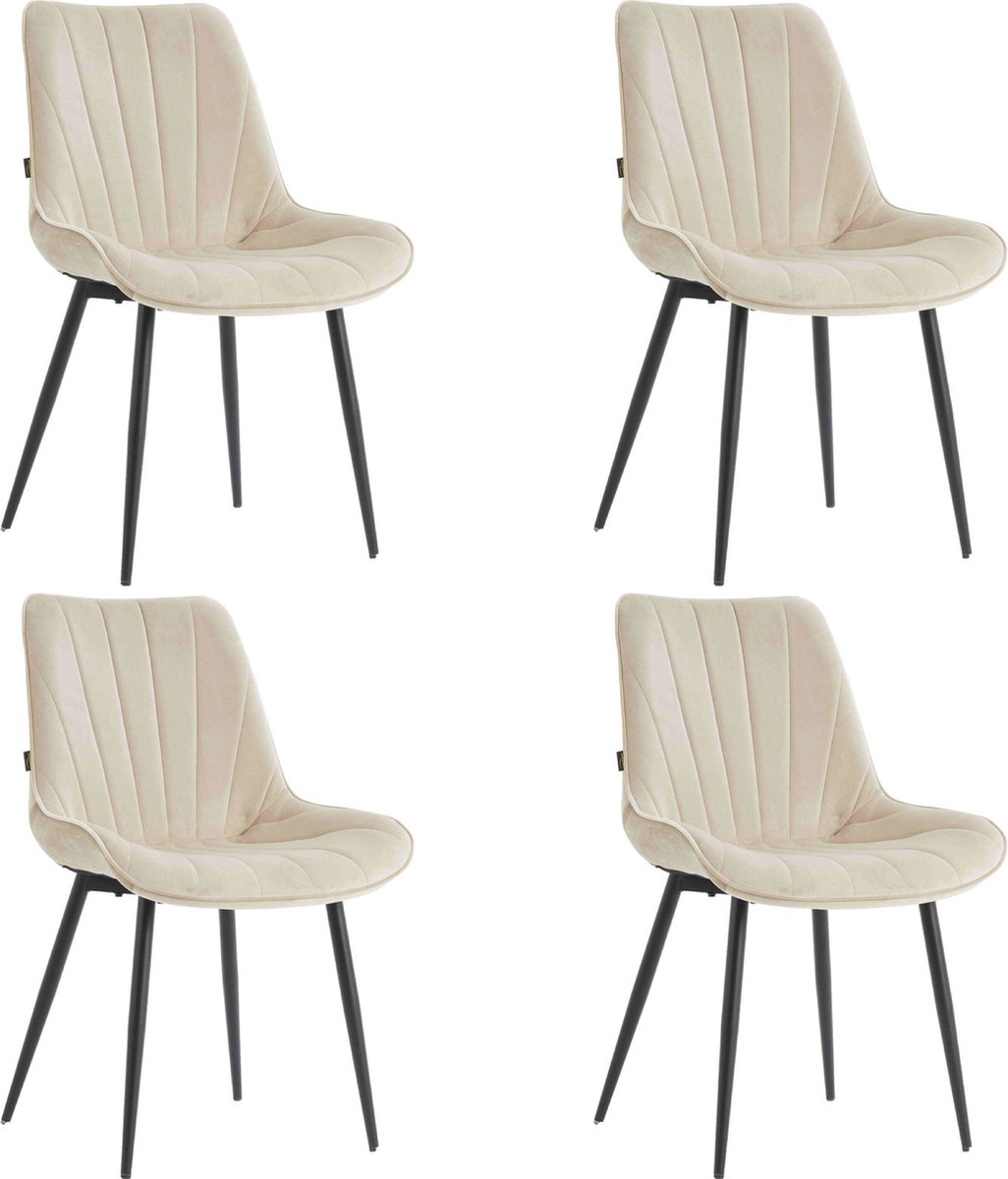 Colenis® - Lesedi Eetkamerstoel - Set Van 4 - Beige - Velvet