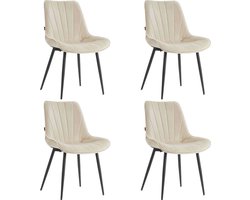 Colenis® - Lesedi Eetkamerstoel - Set Van 4 - Beige - Velvet