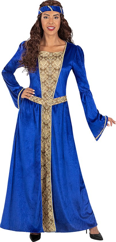 Funidelia | Blauw Middeleeuwse Prinses Kostuum Voor voor vrouwen - Middeleeuwse, Middeleeuwen, Prinsessen, Koningin - Kostuum voor Volwassenen Accessoire verkleedkleding en rekwisieten voor Halloween, carnaval & feesten - Maat L - Blauw