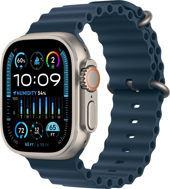 Acheter un modèle Apple Watch Ultra 2 GPS + Cellular, Boîtier en titane de  49 mm, Bracelet Océan bleu - Apple (FR)