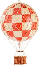 Authentic Models - Luchtballon Travels Light - Luchtballon decoratie - Kinderkamer decoratie - Rood Geruit - Ø 18cm