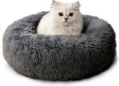CALIYO Hondenmand Donut - Kattenmand 60 cm- Fluffy Hondenkussen - Geschikt voor honden/katten tot 40 cm - Donkergrijs