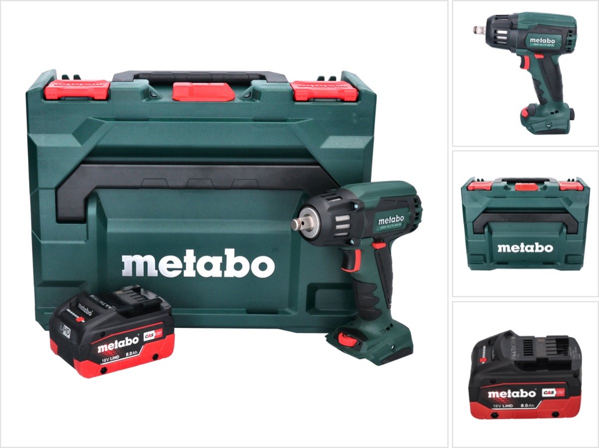 Metabo SSW 18 LTX 400 BL accuslagmoersleutel 18 V 400 Nm 1 2 borstelloos + 1x oplaadbare accu 8.0 Ah + X zonder oplader