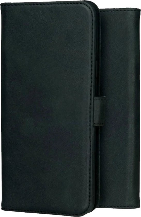 Rosso Deluxe Étui en Cuir véritable pour Apple iPhone 15 Pro | Espace pour trois cartes | Étui portefeuille | Avec porte-cartes | Noir