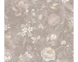 BLOEMEN BEHANG | Landhuis stijl - Meerkleurig Bruin - A.S. Création Natural Living D`eco