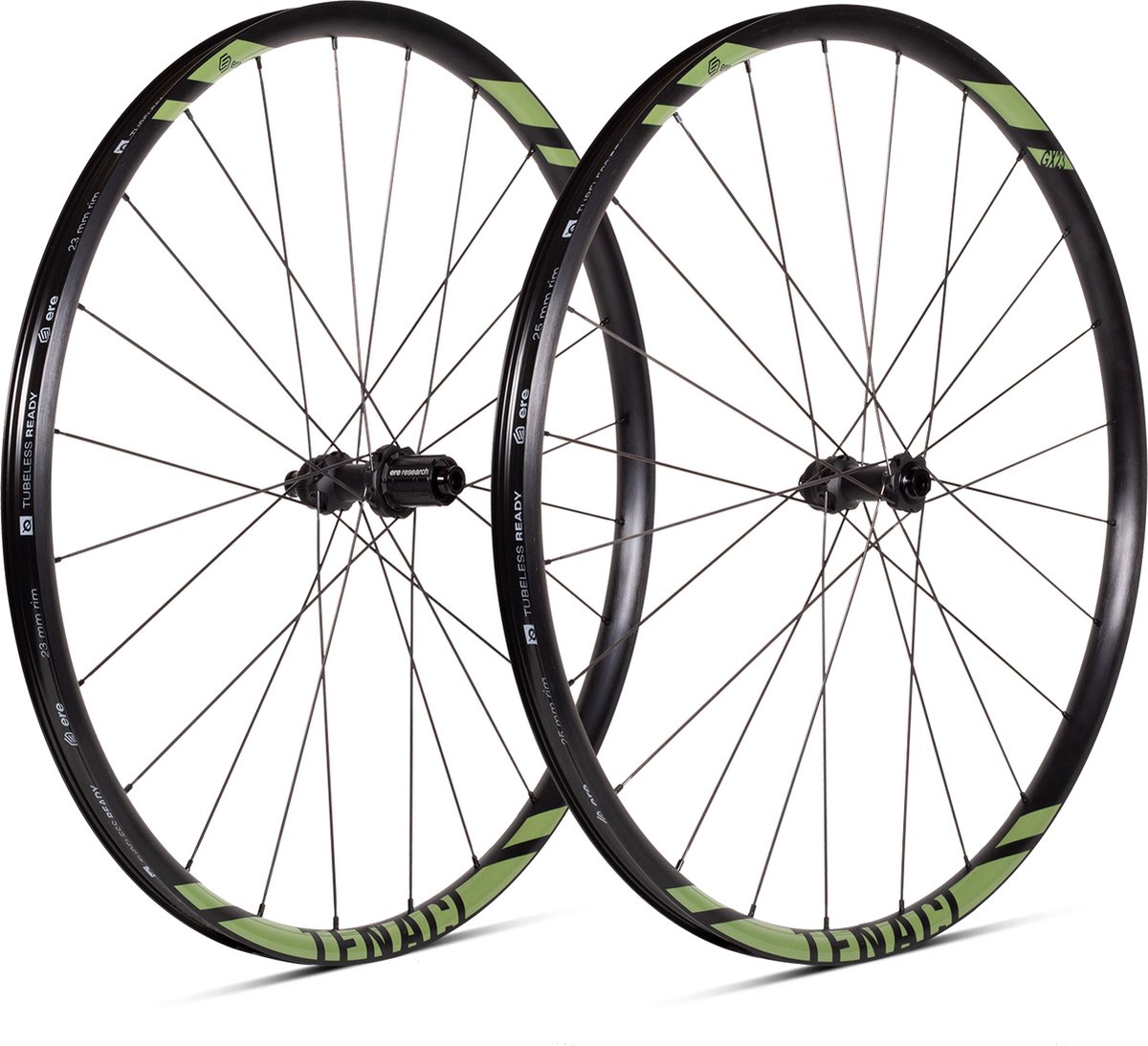 Ere Research Tenaci GX23 Wielset - Gravelbike - TLR - Shimano - HG11 - Zwart/Mosgroen