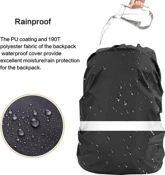 Regenhoes Voor Rugzak – 3 Stuks – 18-25 Liter – Waterdicht Oxford-materiaal – Reflecterende Strepen – Draagbaar Opvouwbaar – Voor School, Wandelen, Fietsen En Kamperen