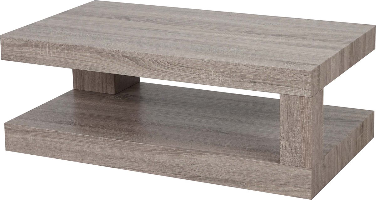 Salontafel MCW-A32, woonkamertafel, 3D structuur, 40x110x60cm MVG-gecertificeerd ~ donkere eik-look