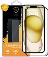 2-Pack iPhone 15 Screenprotectors - MobyDefend Screensavers Met Zwarte Randen - Gehard Glas - Glasplaatjes Geschikt Voor iPhone 15