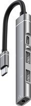 USB-C Hub - 4 IN 1 - USB 2.0 - AUX audio - adapter converter splitter - Grijs - Provium