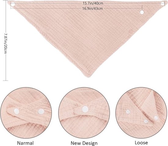 Baby driehoekig sjaalslab, zachte en absorberende mousseline neksjaals, kwijlslab met 4 verstelbare drukknopen, multifunctioneel kwijlslab voor unisex, jongens, meisjes, pasgeborenen, peuters van Viedouce — afbeelding 5
