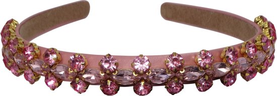 Jessidress® Feestelijke Luxe Haarband Dames Haar diadeem met steentjes - Roze