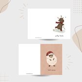 Kerstkaarten - set van 10 kaarten met enveloppen - verpakt in kartonnen doosje - 5 verschillende ontwerpen - Rudolf kerstkaarten