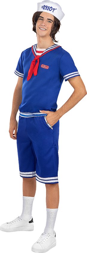 FUNIDELIA Steve Ahoy Kostuum - Stranger Things - Maat L - XL - Blauw