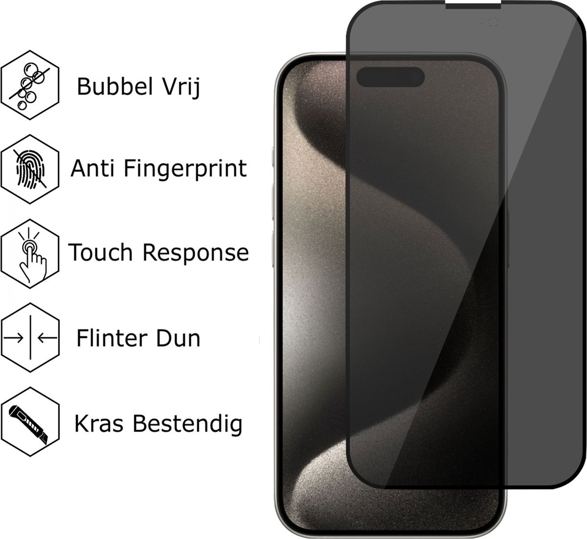EIGER Verre de protection d'écran Privacy (iPhone 15 Pro Max