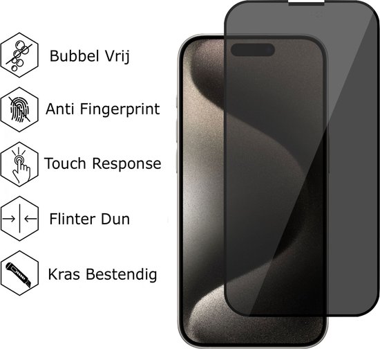2x Protecteur d'écran iPhone 15 Pro Max Privacy - Verre de protection de