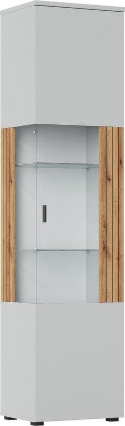 VERO V02R 1D - vitrine haute droite, vitrine avec une porte, largeur 50,2 cm, hauteur 207,8 cm, avec éclairage LED