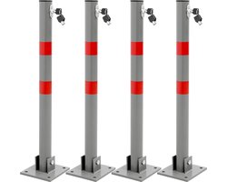 Set van 4 inklapbare parkeerpalen 71 cm antraciet staal