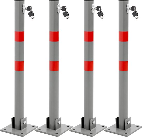 Set van 4 inklapbare parkeerpalen 71 cm antraciet staal