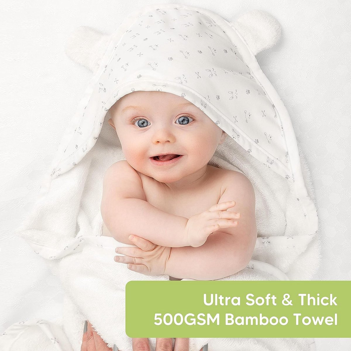 Serviettes à Capuche Pour Bébé – Lot De 3 (105x105 Cm) – Très Absorbantes Et Douces – Unisexe Gris, Vert, Crème