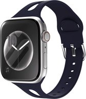 Strap-it Slim silicone band geschikt voor Apple Watch Series 1/2/3/4/5/6/7/8/9/SE/Ultra - Donkerblauw - Slank luxe siliconen bandje voor iWatch maat 42 mm 44 mm 45 mm 49 mm