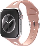 Strap-it Slim silicone band geschikt voor Apple Watch Series 1/2/3/4/5/6/7/8/9/SE - Pink sand - Slank luxe siliconen bandje voor iWatch maat 38 mm 40 mm 41 mm