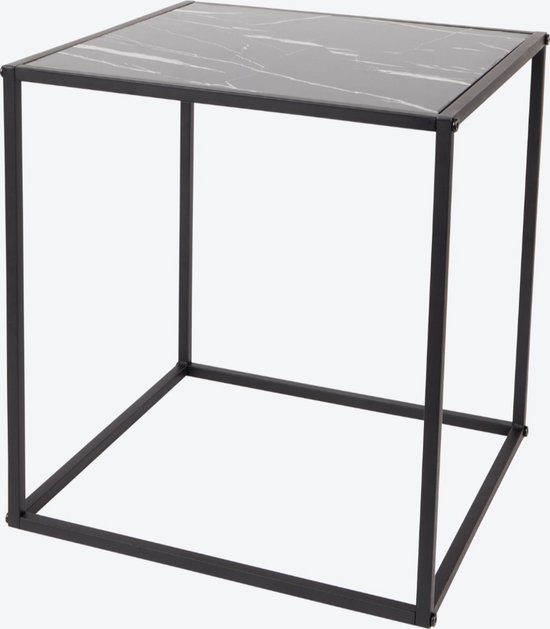 Bijzettafel Met marmerlook en metalen poten 37.5x37.5x41 cm | side table