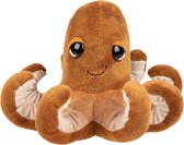 Suki Gifts pluche inktvis/octopus knuffeldier - cute eyes - bruin - 15 cm - Hoge kwaliteit