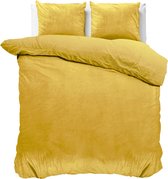 dekbedovertrek en velours doux uni doré - 140x200/220 (simple) - sommeil super agréable - aspect élégant - qualité luxueuse - avec boutons-pression pratiques
