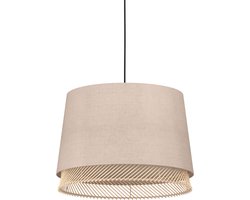 Lampe à suspension EGLO Tabley / E27 - Ø 38 cm - Naturel/Marron/ Zwart - Textile