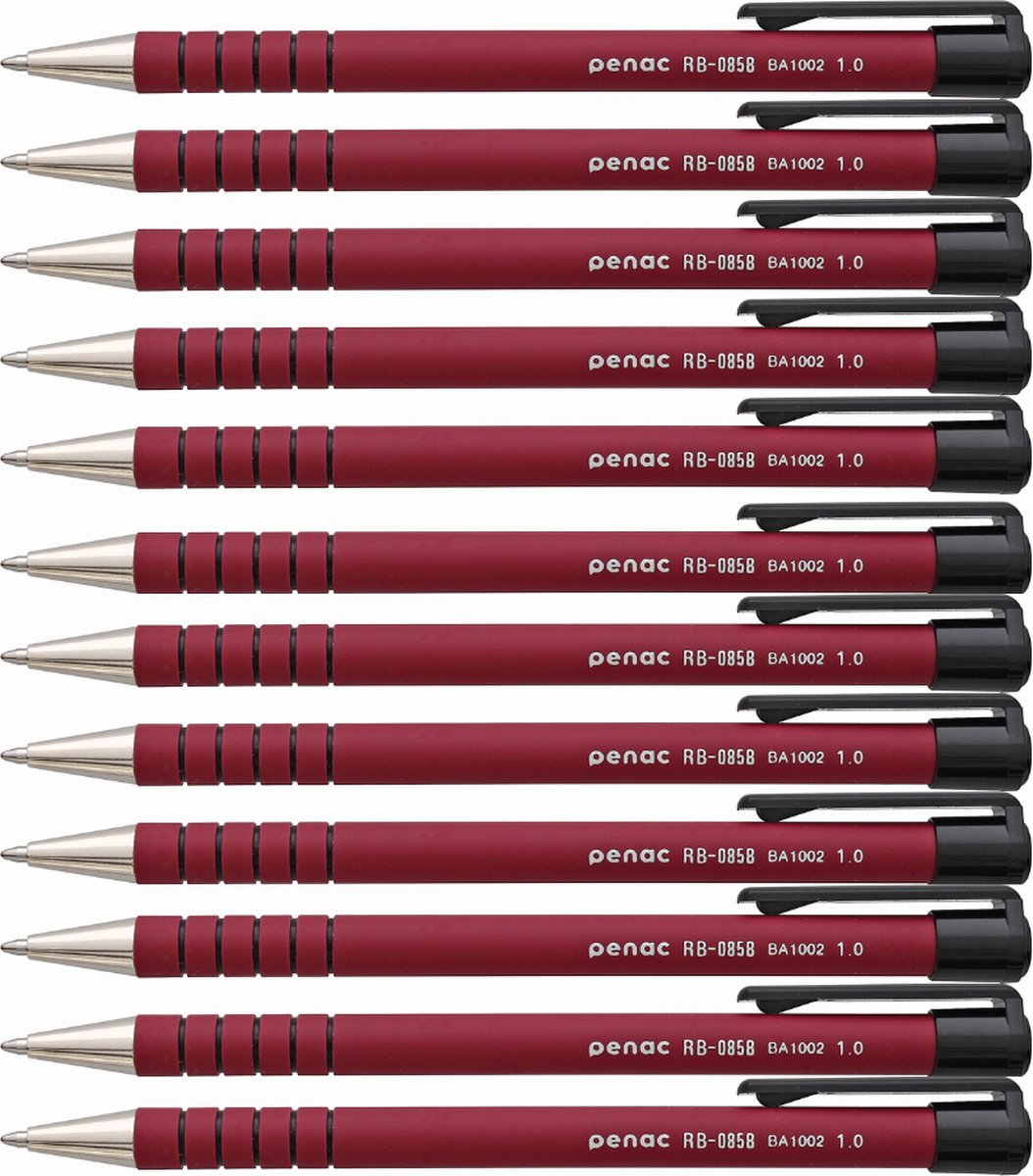 Penac Balpen - RB-085 - Rood - 1.0mm - 12 pennen - Rode inkt