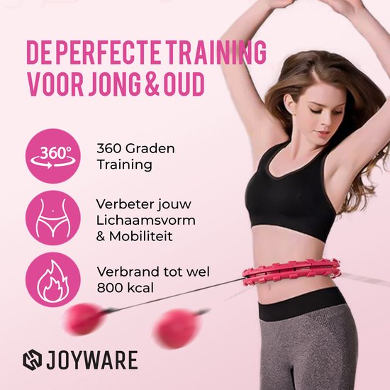 Joyware Fitness Hoelahoep - 28 schakels - Met Gewicht - Massage Hoelahoep - Verstelbaar - Fitness Hulahoop met gewicht - Incl. Handleiding - JOYWARE