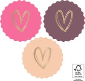 Geboorte - Huwelijk - Valentijn Sluitsticker - Sluitzegel Groot Kartel rand – Gouden Hart | Pastel - Bordeaux – Rose - Perzik | Hartjes - Stickers | Envelop sticker - Geboorte kaart | Cadeau – Cadeauzak | HOP - Traktatie - Babyshower | DH Collection