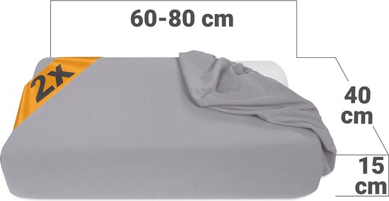 lot de 2 housses, taies d'oreiller pour oreillers de santé 1450.2049, 1 paquet (2 pièces) - housses environ 40 x 60-80 cm, gris