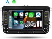 Boscer® Autoradio - Geschikt voor Volkswagen, Skoda & Seat - Apple Carplay & Android Auto (Draadloos) - Android 11 - Navigatiesysteem - 7 Inch HD scherm - Achteruitrijcamera & Externe Microfoon
